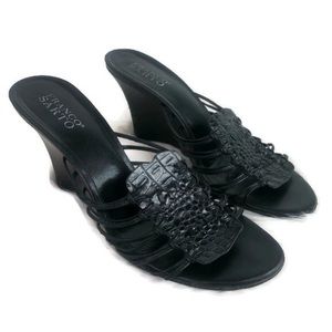 Franco Sarto leather open toe wedge sandals size 9